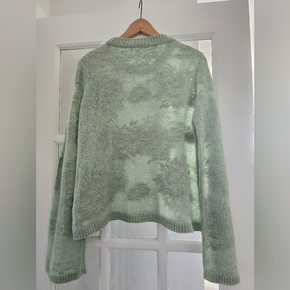 ANTHROPOLOGIE Feminine Mint Green Floral Brocade Fancy Knit Sweater NWT SRP$118 - Picture 6 of 9